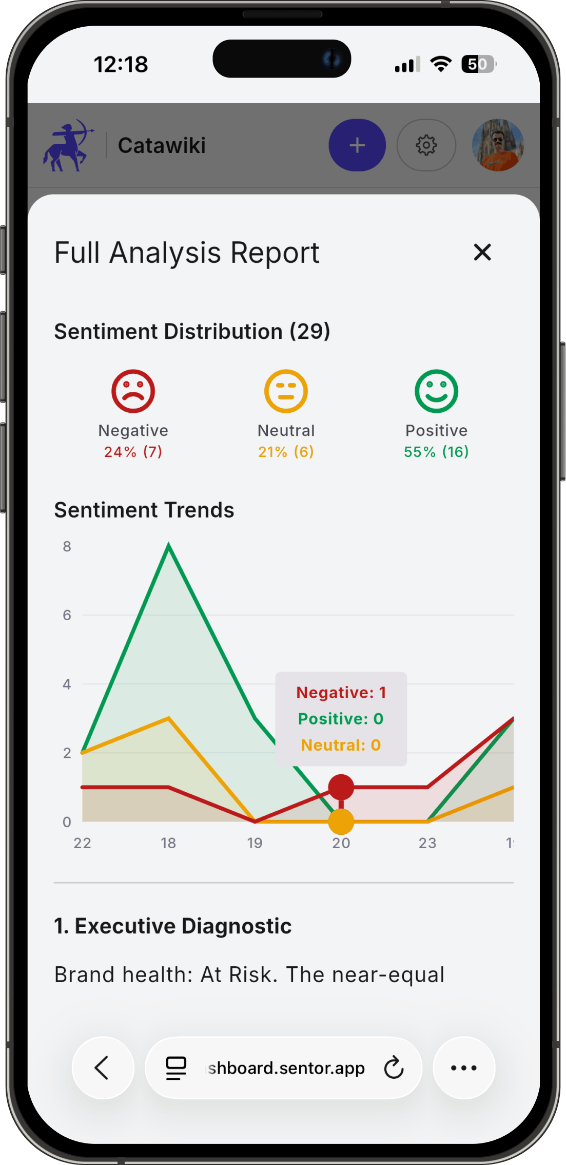 Sentor Mobile Customer View Light Mode